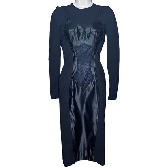 Dolce & Gabbana Black Midi Sheath Dress Made in Italy NWOT Size 36/0 - Picture 10 of 12